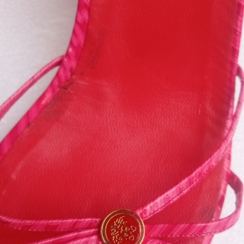 Versace Striped Sexy Strappy 4" Sling-back Heels, Size 9.5 (US) - Picture 11 of 15